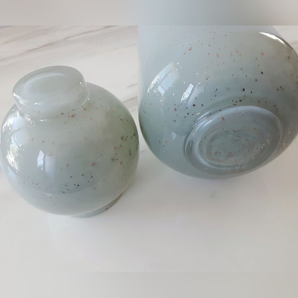 WEST ELM Mari Gold Speckled Celadon Glass Vases - Picture 7 of 7